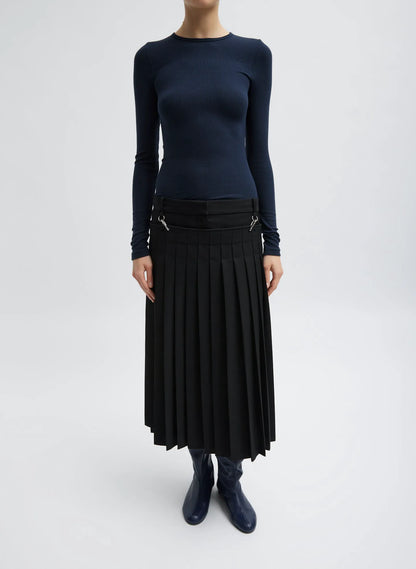 Circular Ribbed Crewneck Pullover T-Shirt