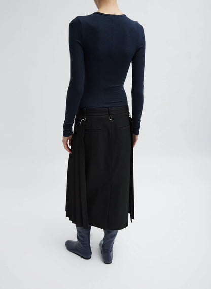 Circular Ribbed Crewneck Pullover T-Shirt