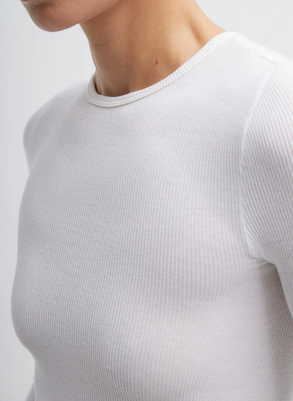 Circular Ribbed Crewneck Pullover T-Shirt
