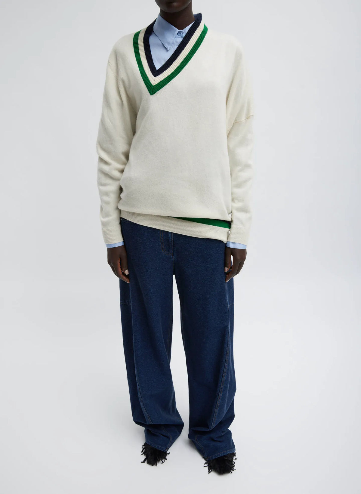 Indigo Barre Denim Knit Sid Jean