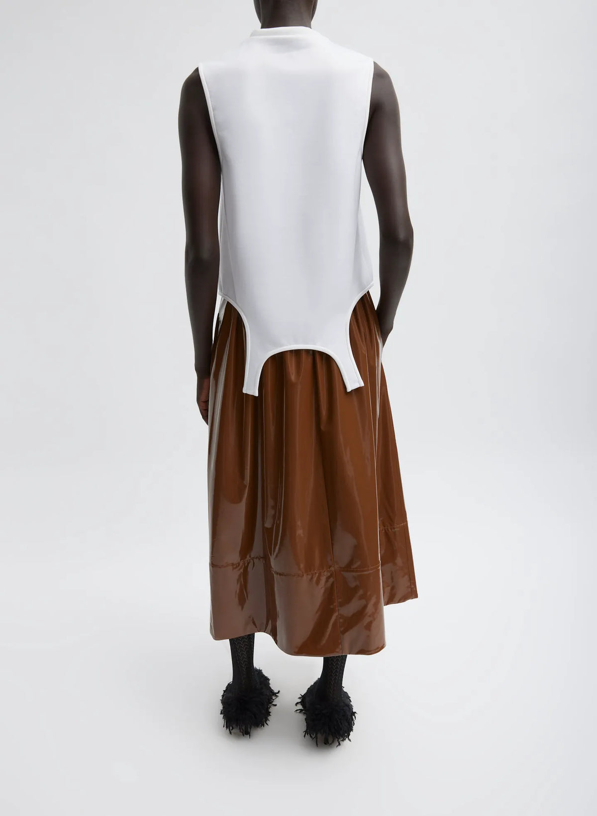 Light Weight Patent Smocking Waistband Full Skirt