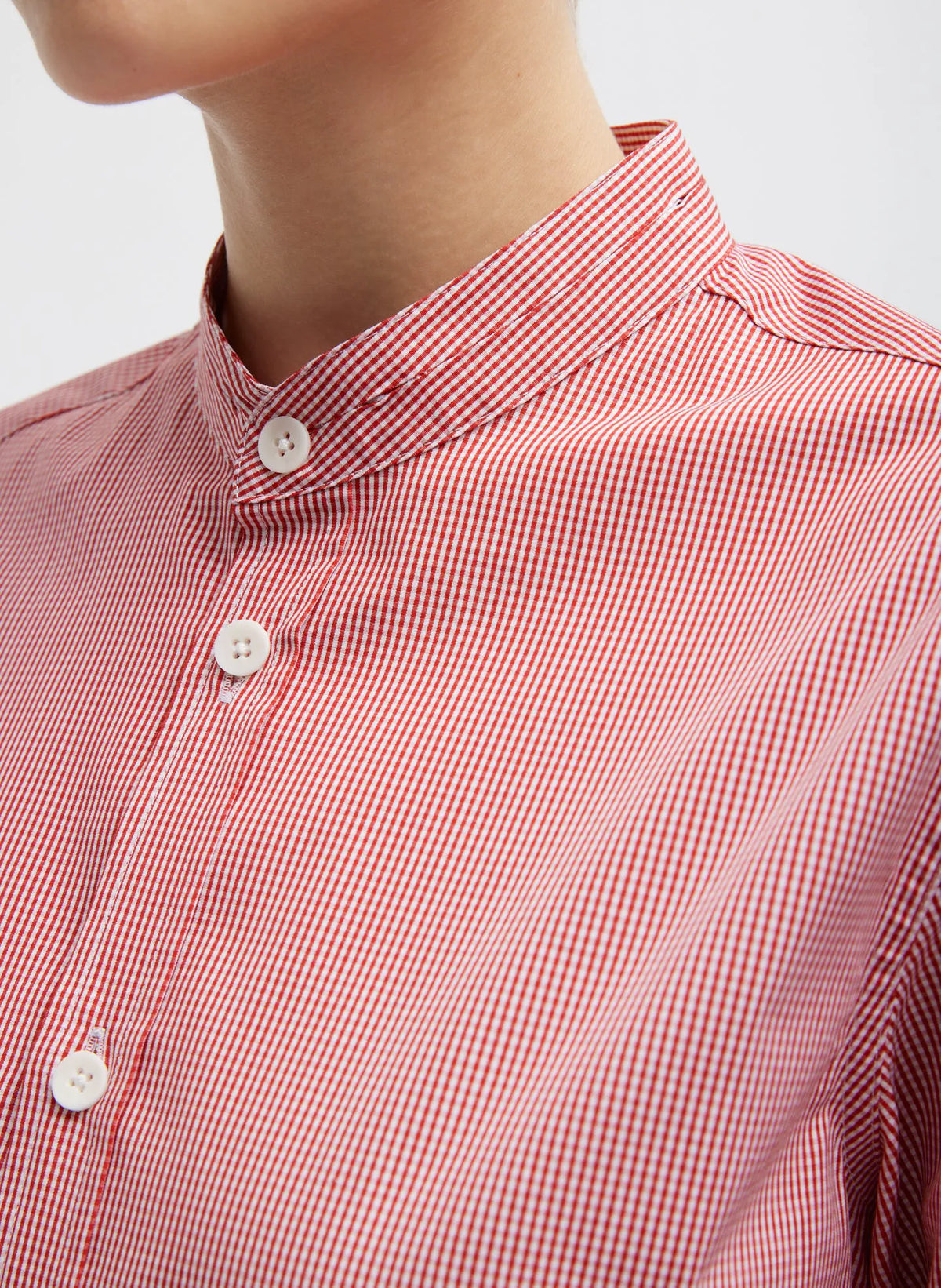 Mini Check Shirting Detached Slim Shirt