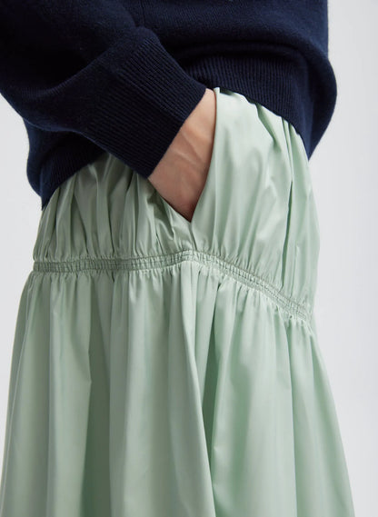 Shirred Nylon Paneled Skirt