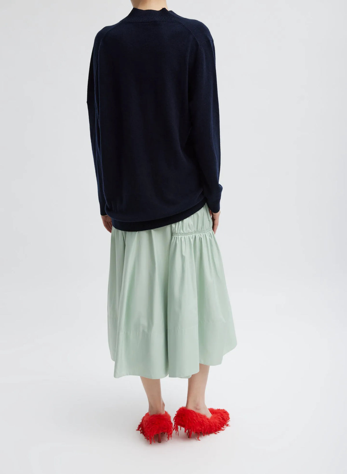 Shirred Nylon Paneled Skirt