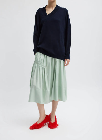 Shirred Nylon Paneled Skirt