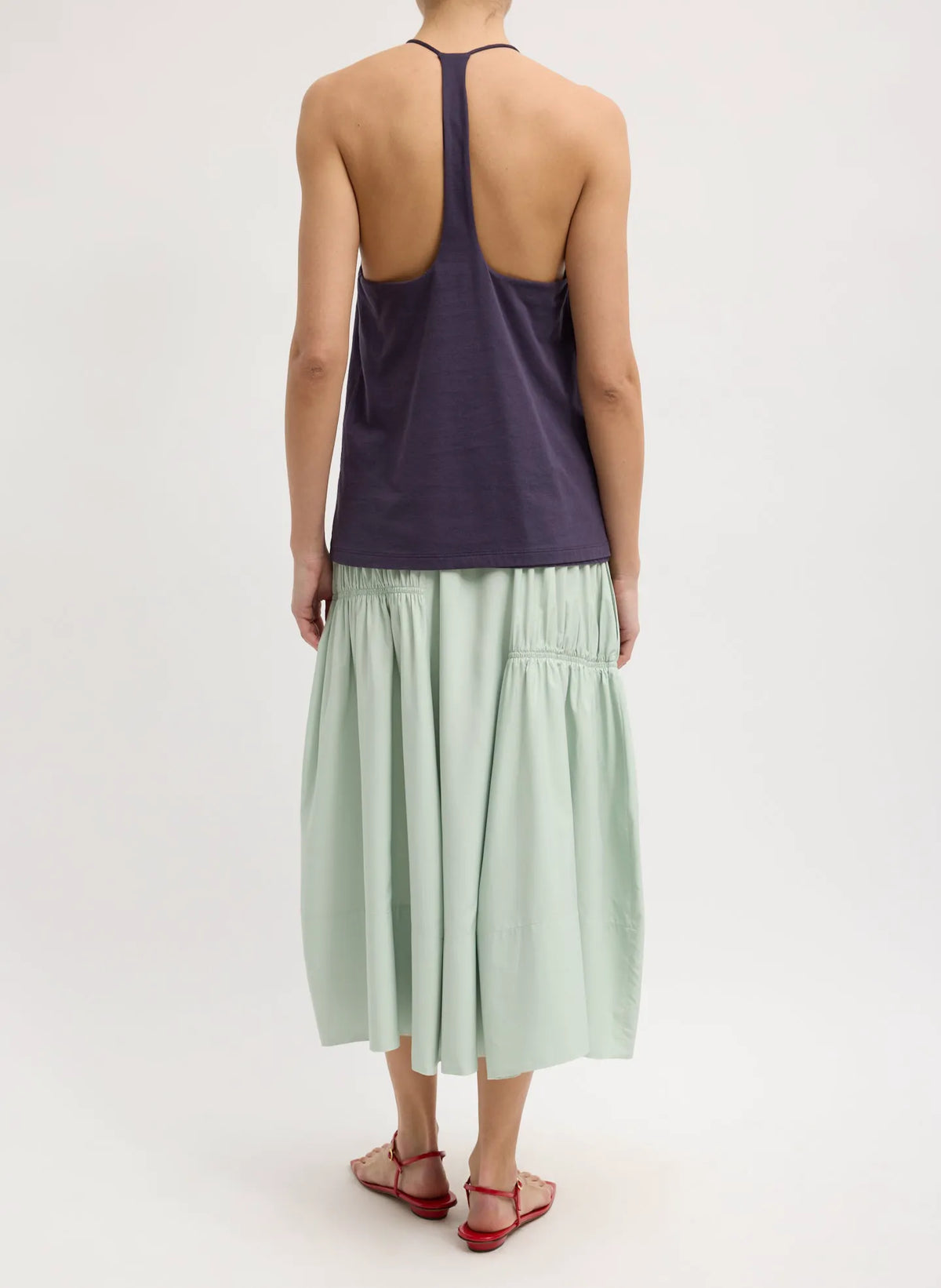 Shirred Nylon Paneled Skirt