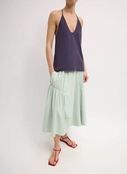 Shirred Nylon Paneled Skirt