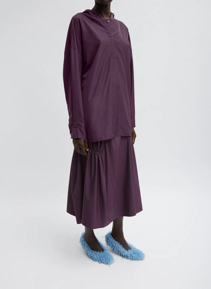 Shirred Nylon Hoodie With Cocoon Back