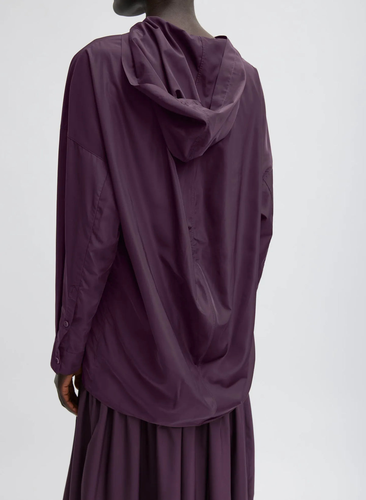 Shirred Nylon Hoodie With Cocoon Back