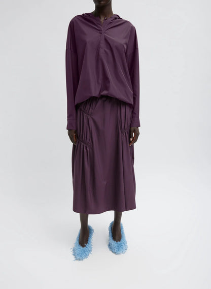 Shirred Nylon Hoodie With Cocoon Back