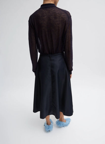 Sheer Sweater Polo Button Cardigan