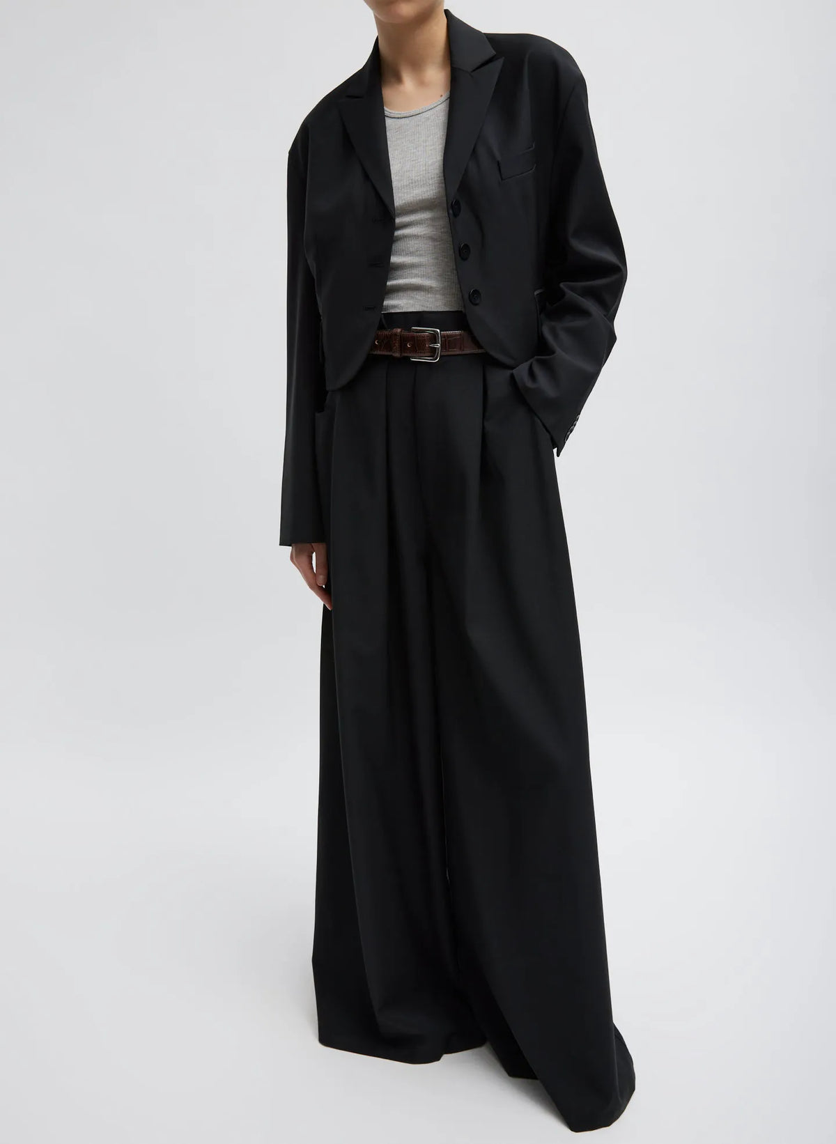 Tropical Wool Walker Wide Leg Pant