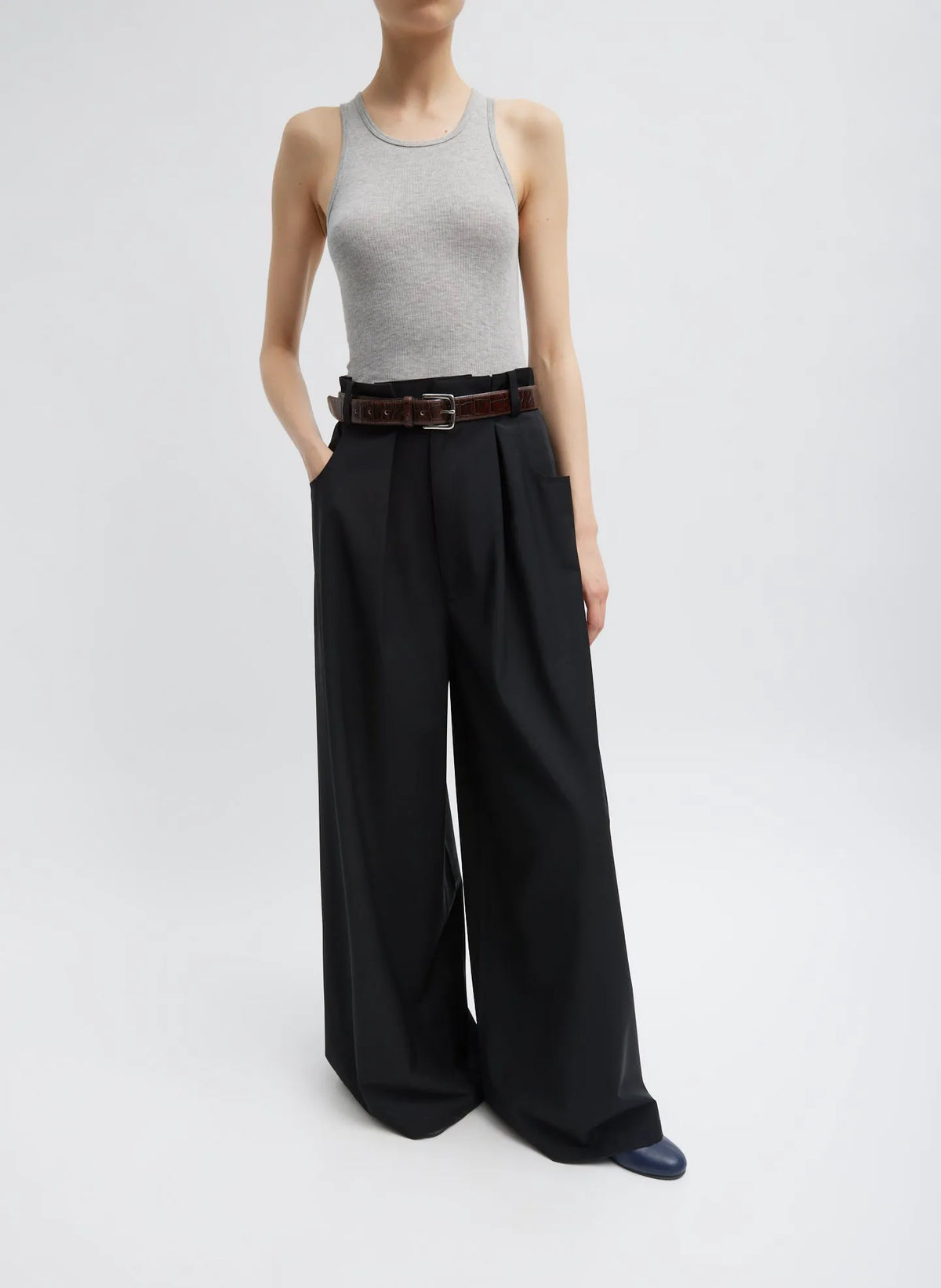 Tropical Wool Walker Wide Leg Pant