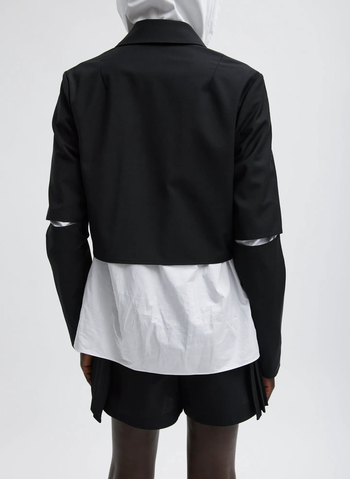 Tropical Wool Cropped Lean Double Breasted Shirt Jacket