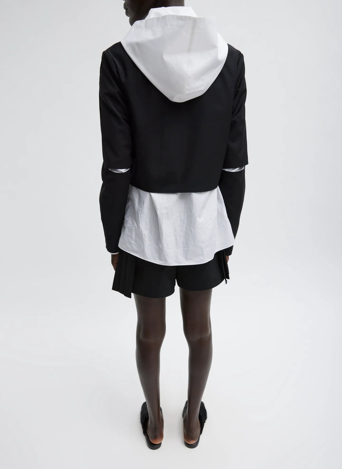 Tropical Wool Cropped Lean Double Breasted Shirt Jacket