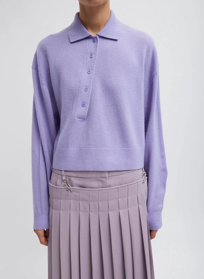 Washable Cashmere Easy Polo Cropped Sweater
