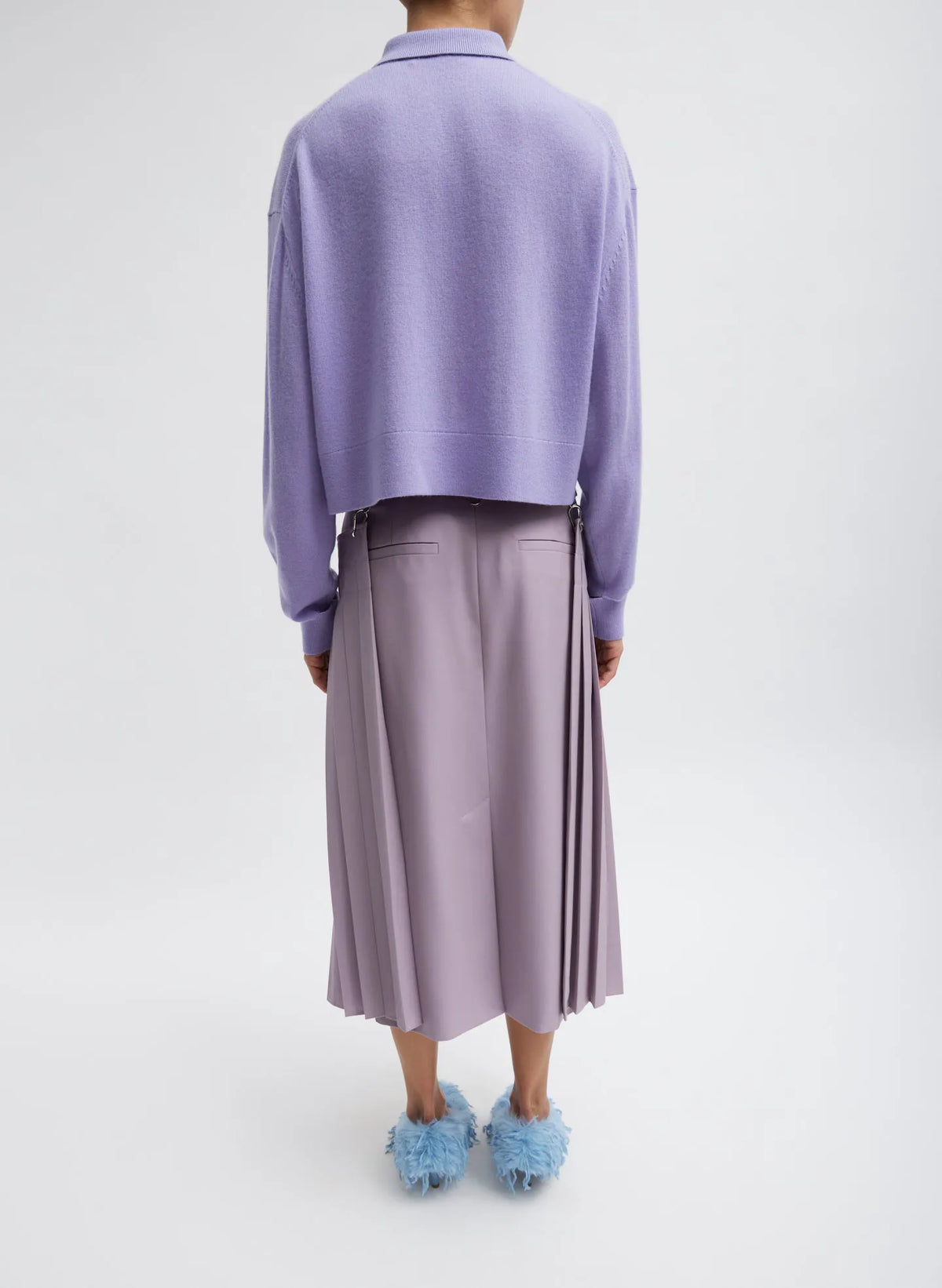 Washable Cashmere Easy Polo Cropped Sweater