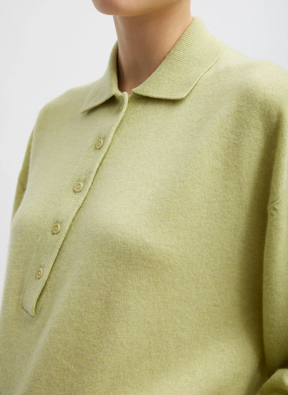 Washable Cashmere Easy Polo Cropped Sweater