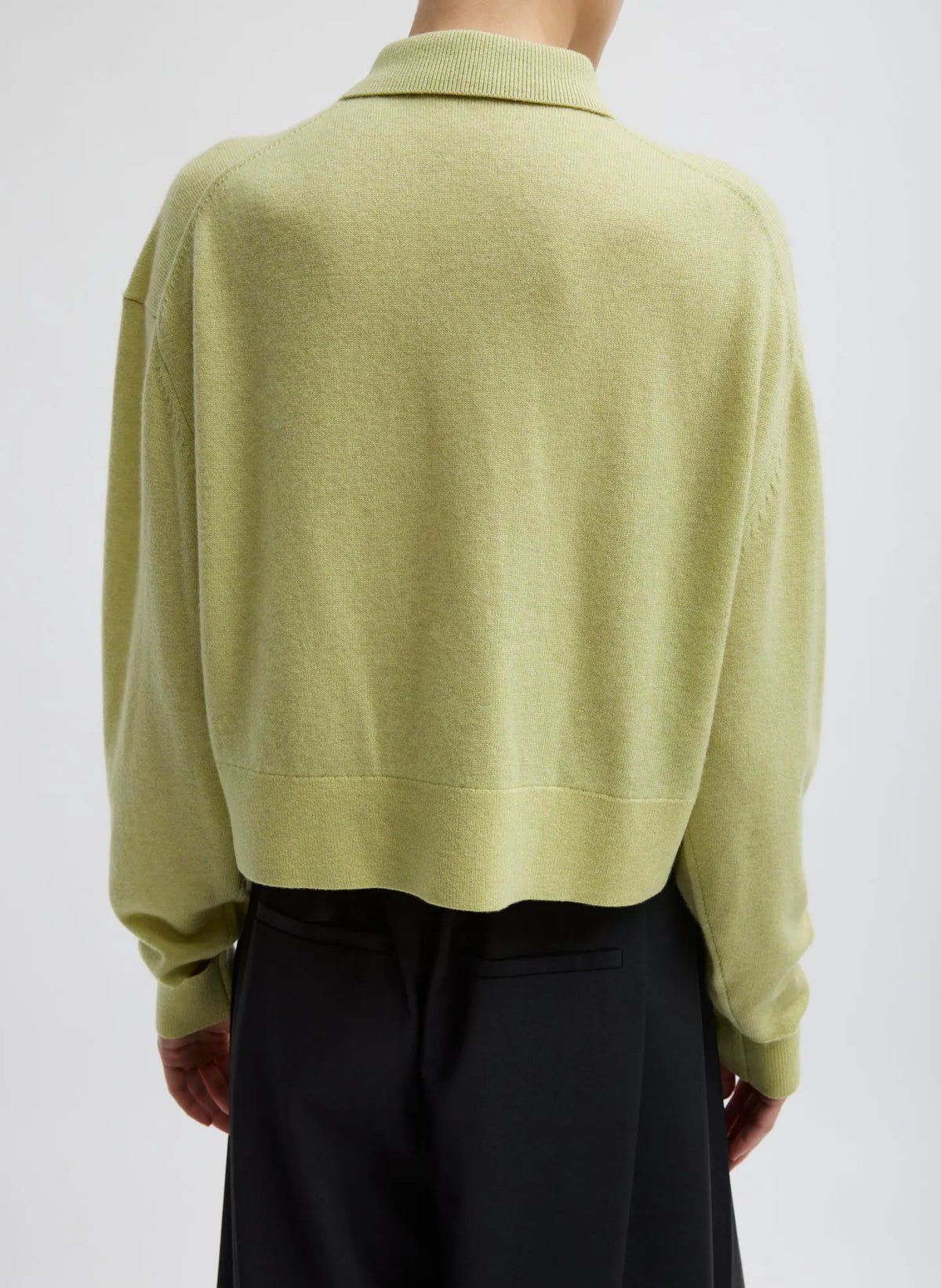 Washable Cashmere Easy Polo Cropped Sweater