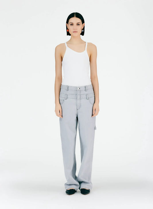 Grey Denim Double Waisted Sam Jean