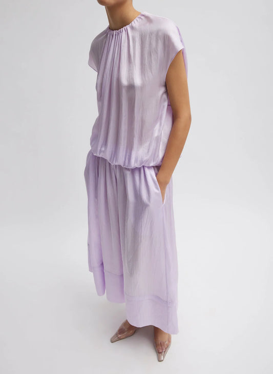 Spring Acetate Shirred Circular Dress