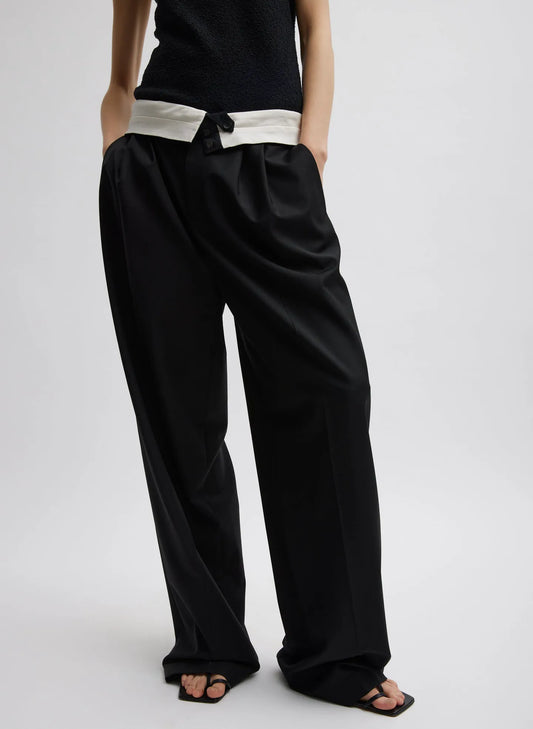 Recycled Tropical Wool Fold Over Pant