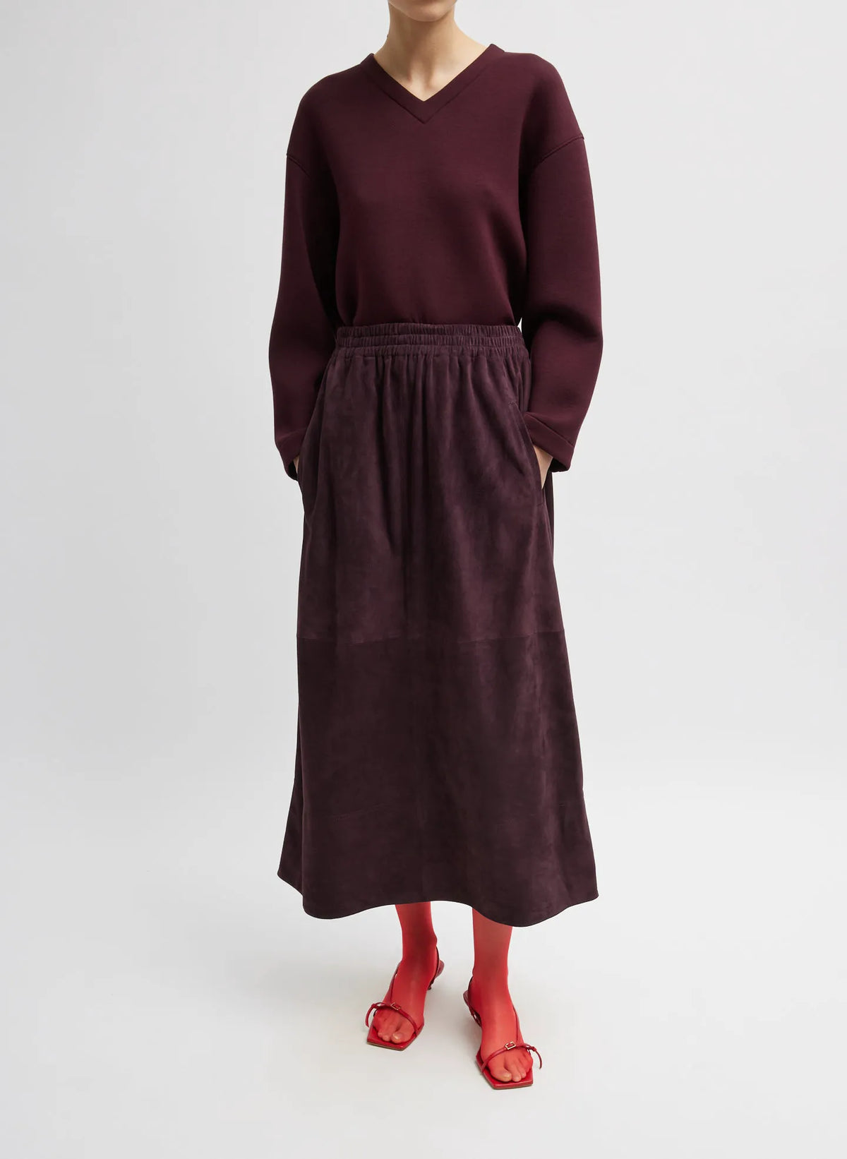 Cassiterite Suede Pull On Full Skirt