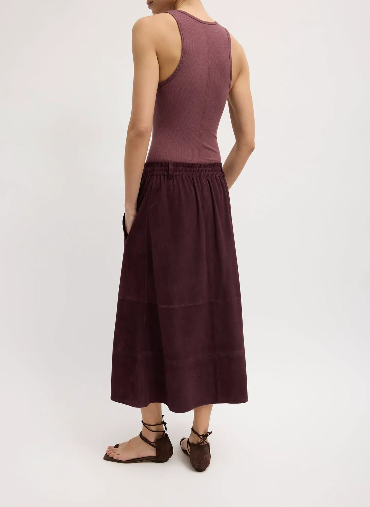 Cassiterite Suede Pull On Full Skirt