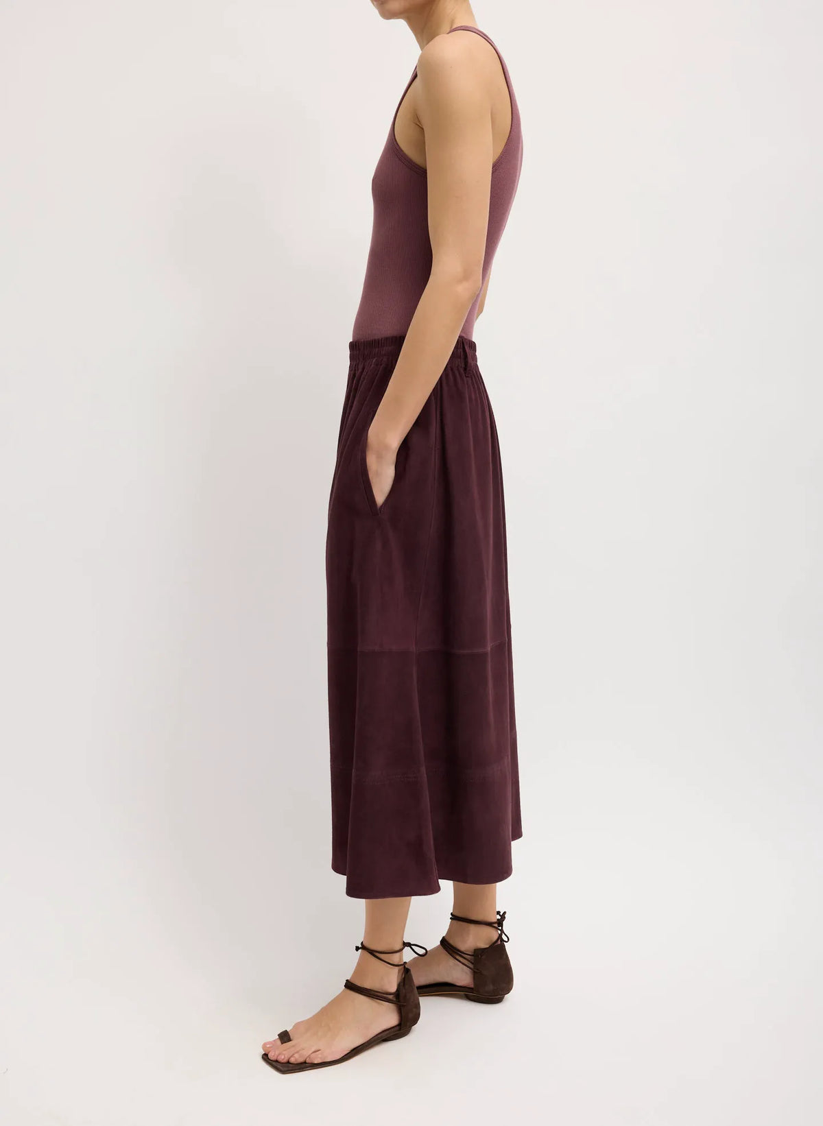 Cassiterite Suede Pull On Full Skirt