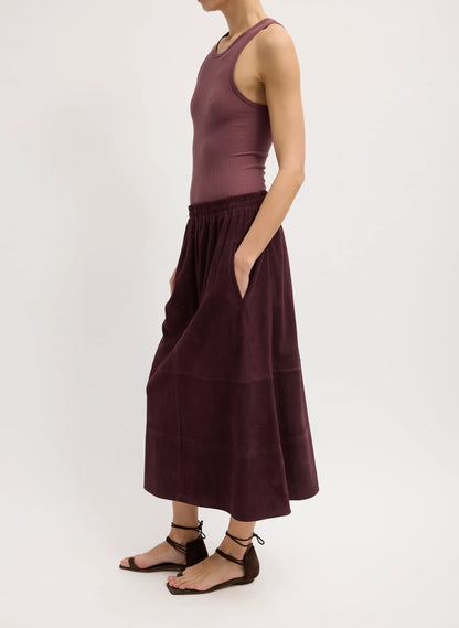 Cassiterite Suede Pull On Full Skirt