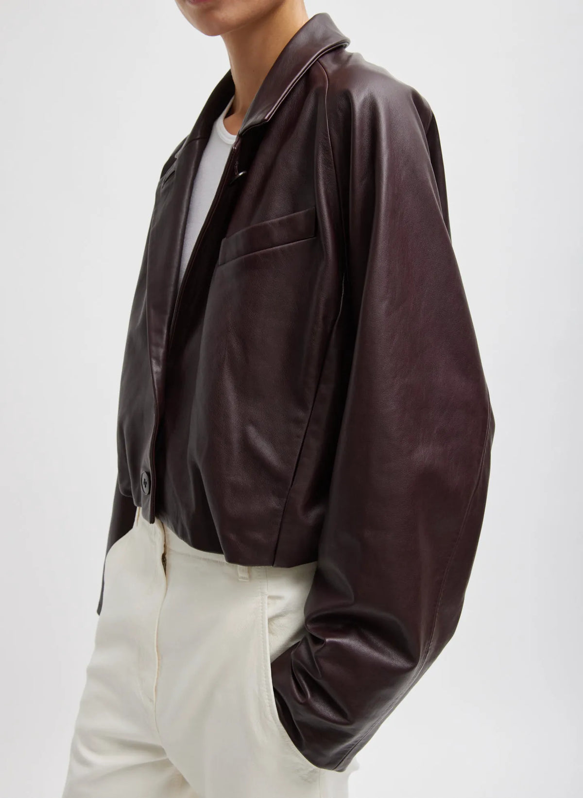 Leather Raglan Sleeve Blazer