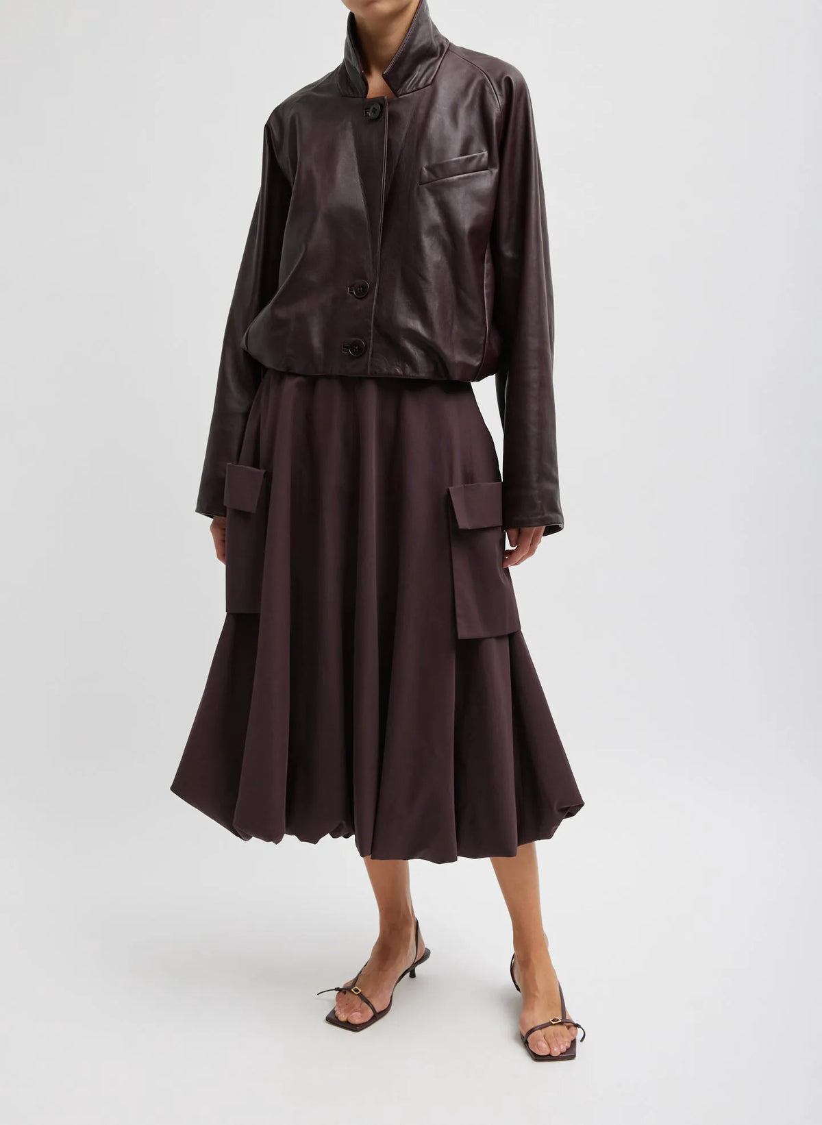 Leather Raglan Sleeve Blazer