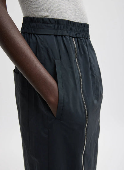 Nylon Zipper Maxi Skirt