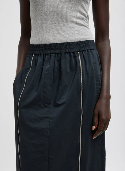 Nylon Zipper Maxi Skirt