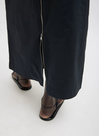 Nylon Zipper Maxi Skirt