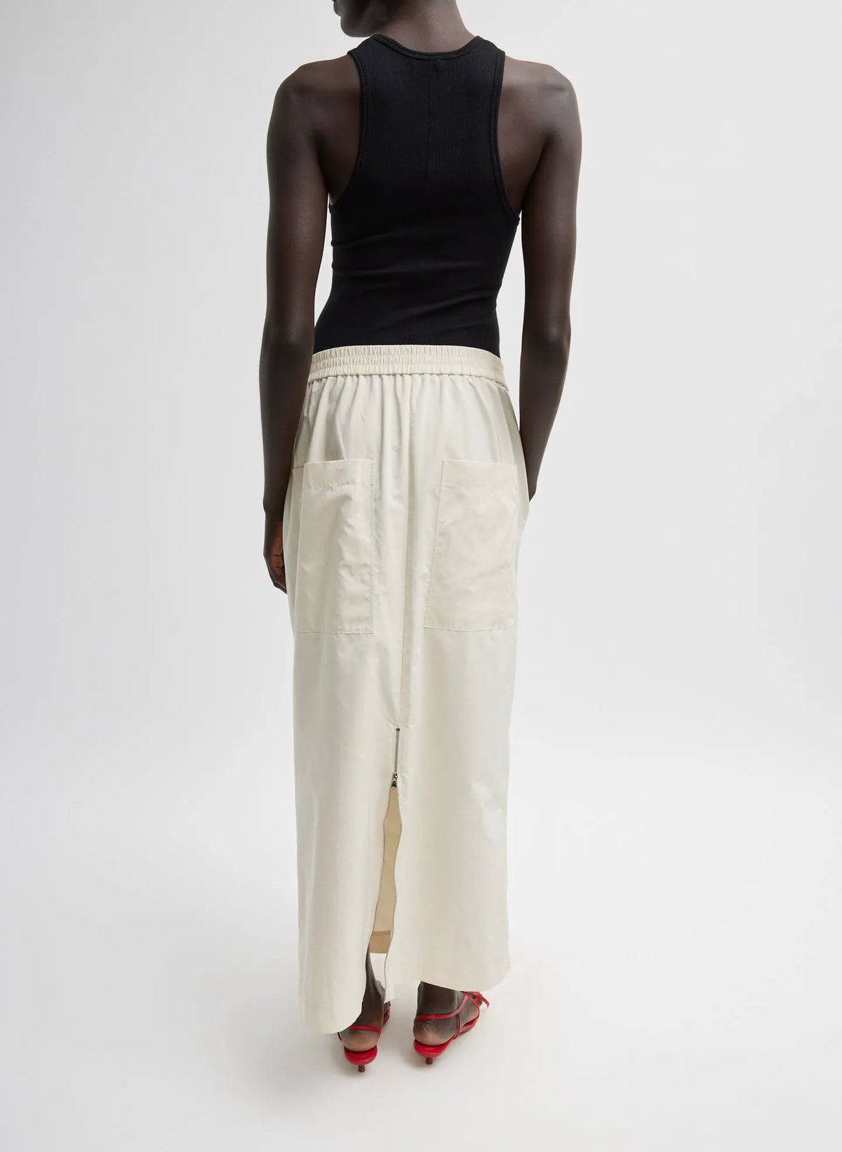 Nylon Zipper Maxi Skirt