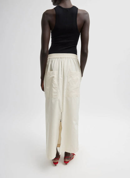 Nylon Zipper Maxi Skirt