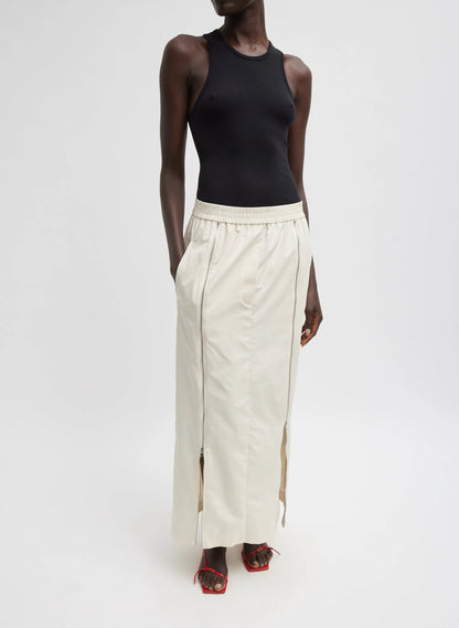 Nylon Zipper Maxi Skirt