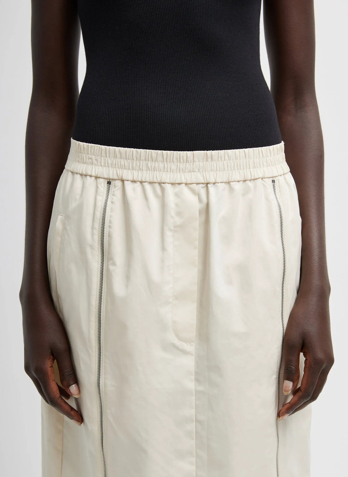 Nylon Zipper Maxi Skirt