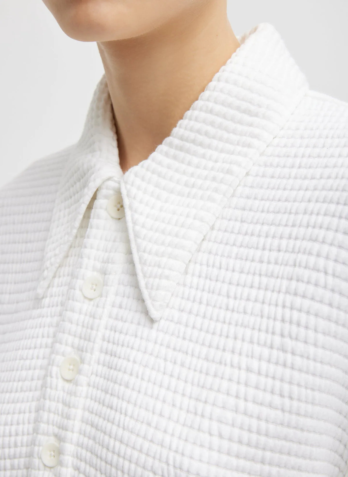 Quilted Waffle Polo Tunic Top