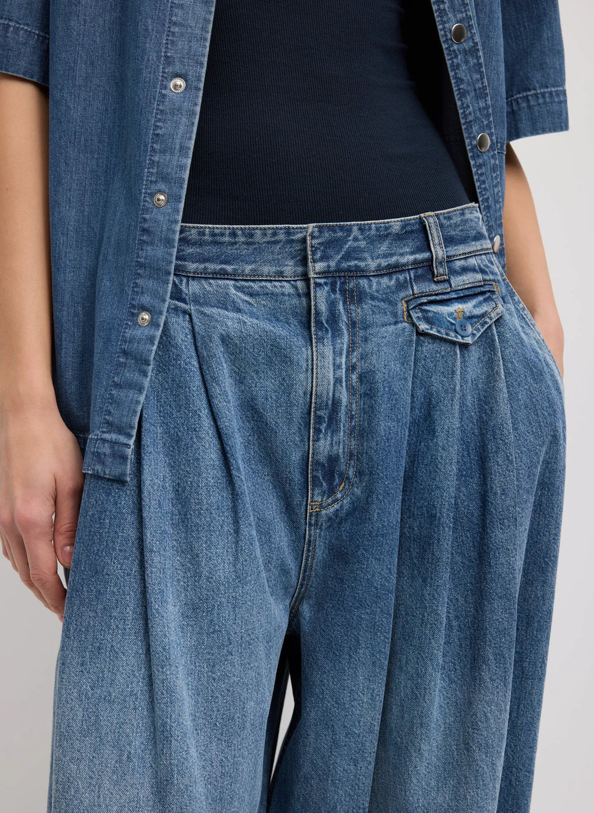 Spring Denim Triple Pleat Jean