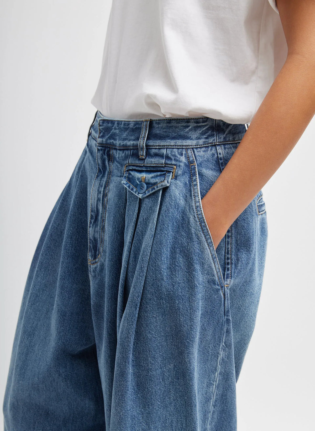 Spring Denim Triple Pleat Jean