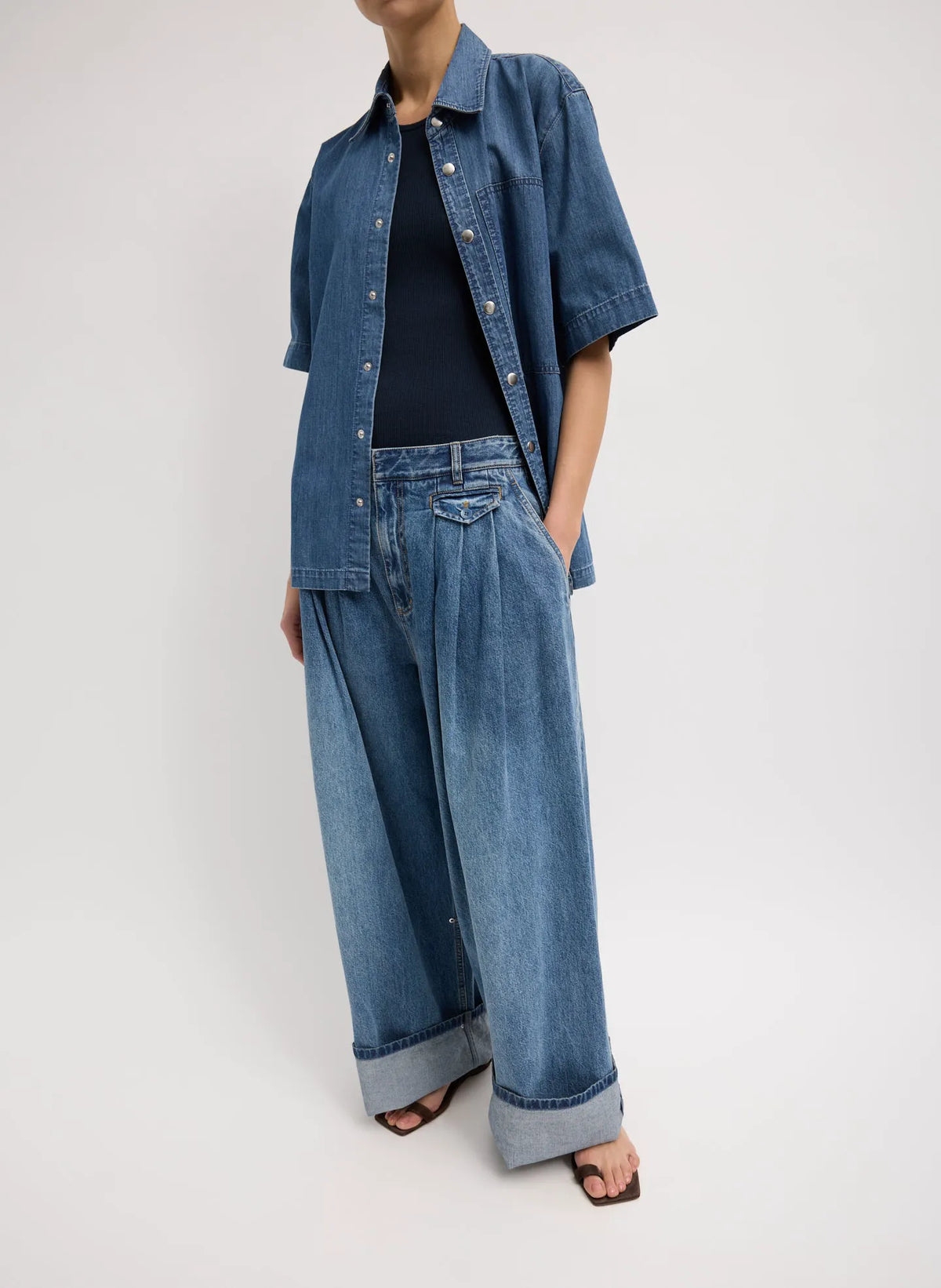 Spring Denim Triple Pleat Jean