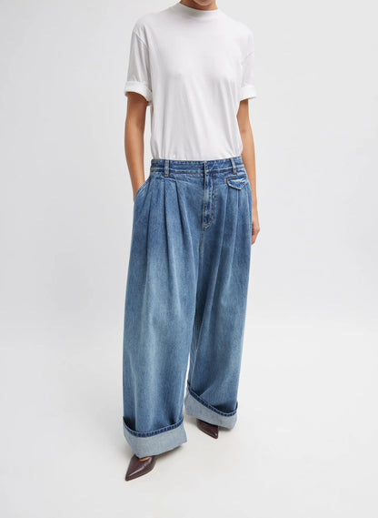 Spring Denim Triple Pleat Jean