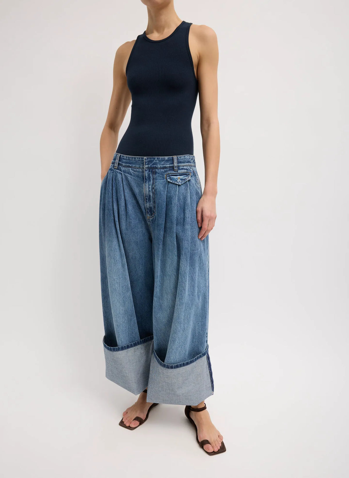 Spring Denim Triple Pleat Jean