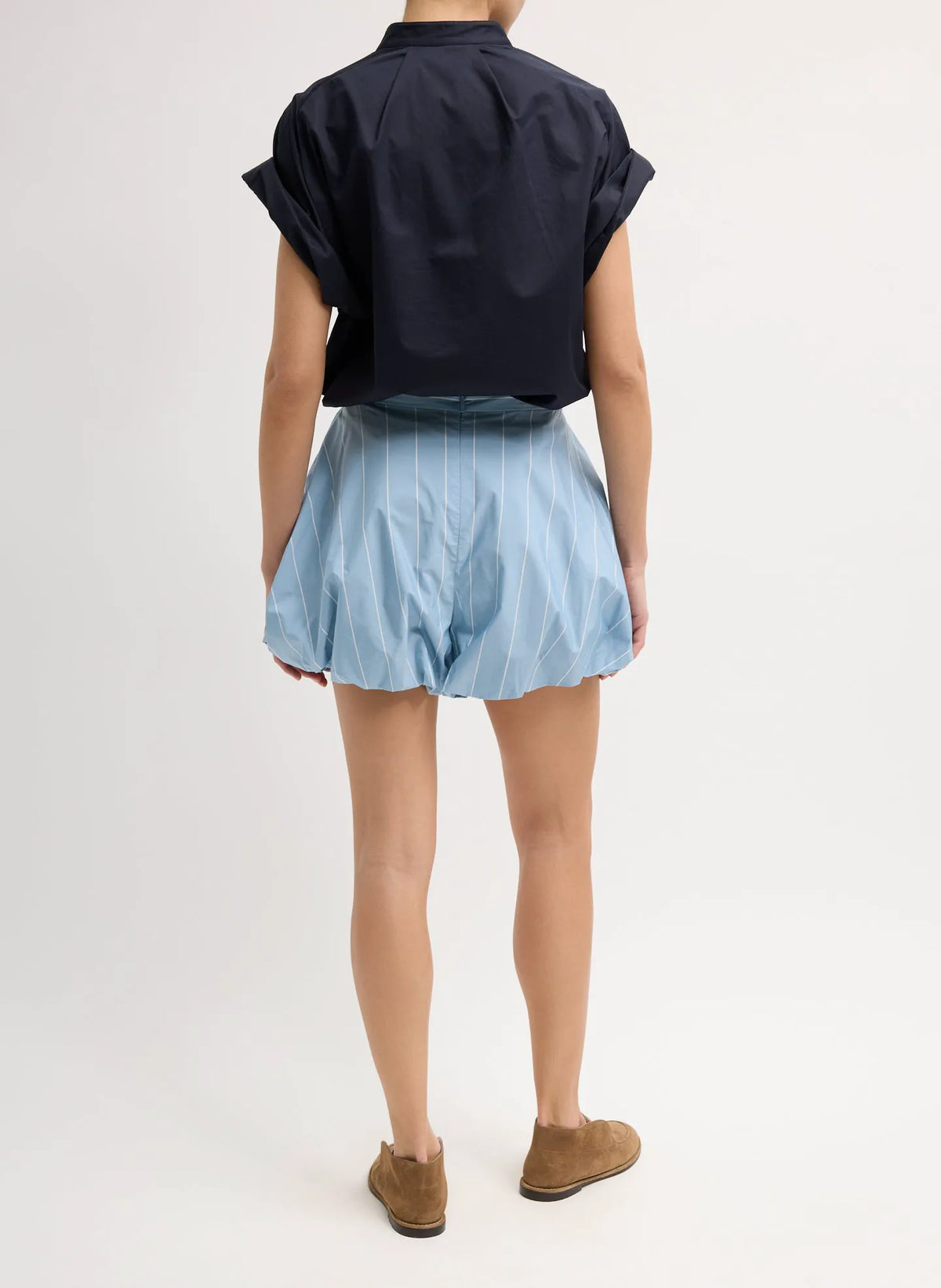 Striped Tech Poplin Bubble Short
