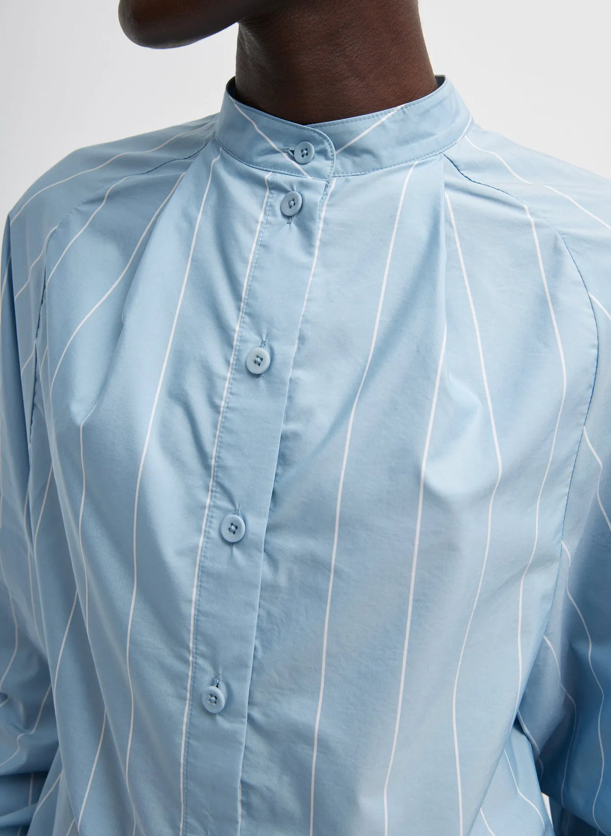 Striped Tech Poplin Raglan Tucked Shirt