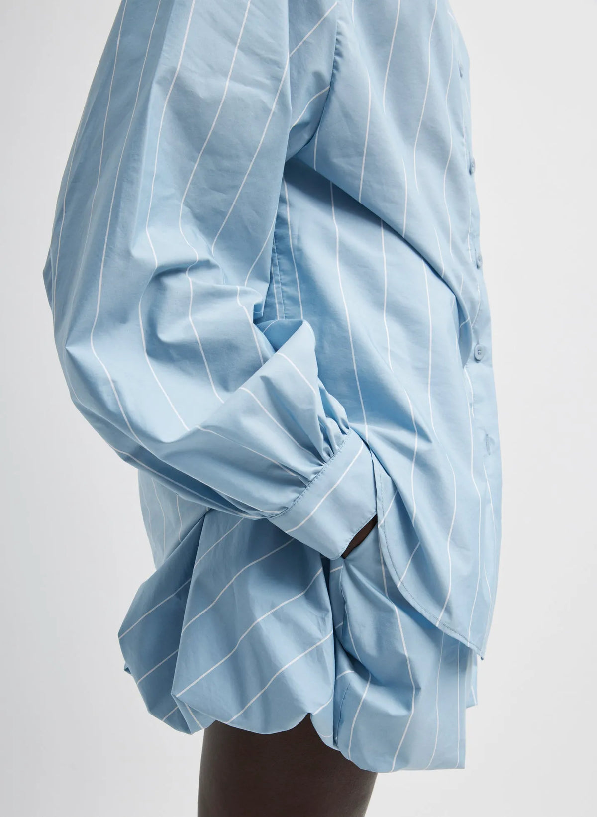 Striped Tech Poplin Raglan Tucked Shirt
