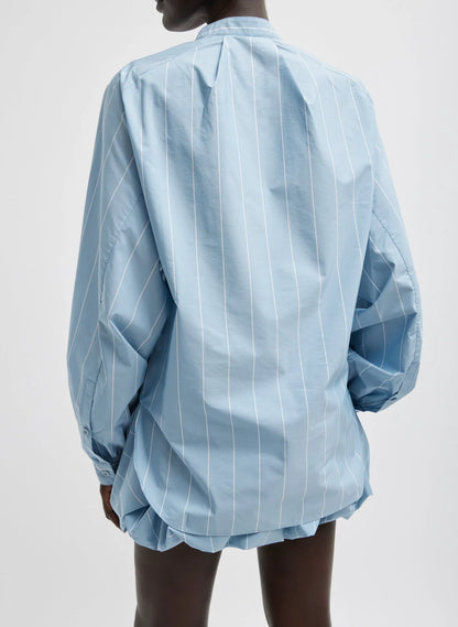Striped Tech Poplin Raglan Tucked Shirt