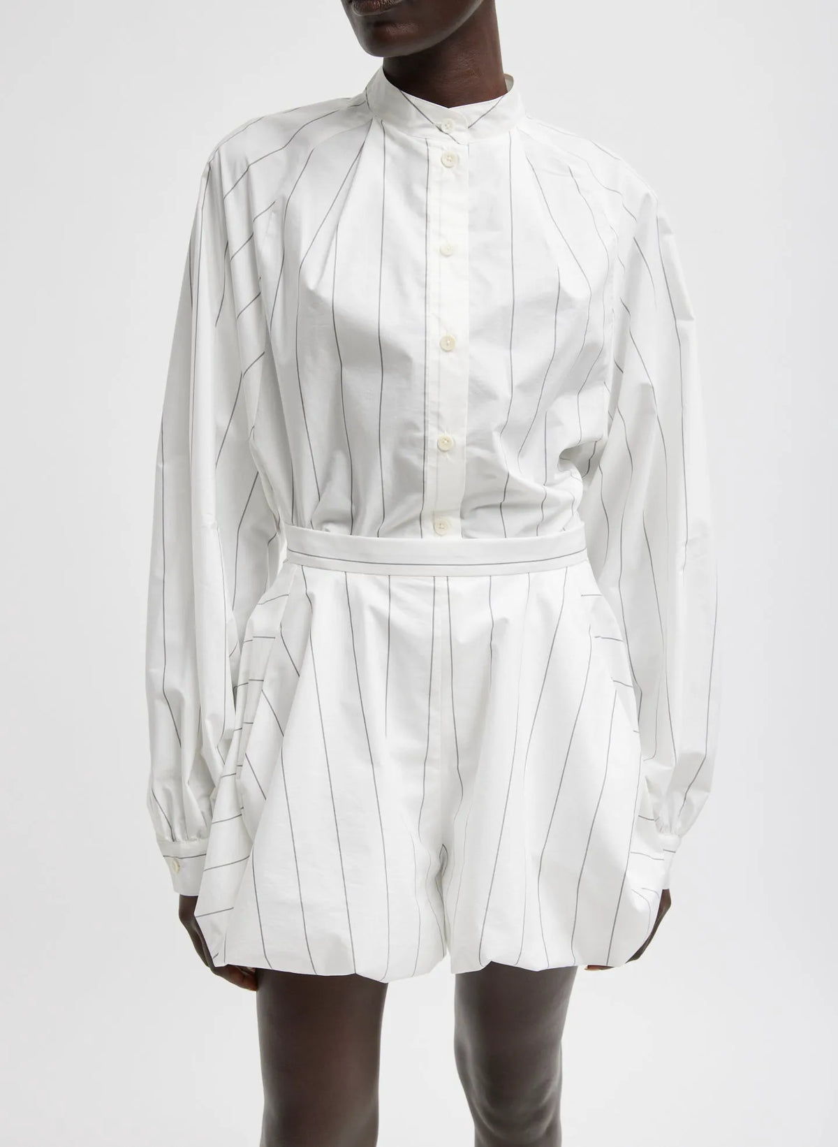 Striped Tech Poplin Raglan Tucked Shirt